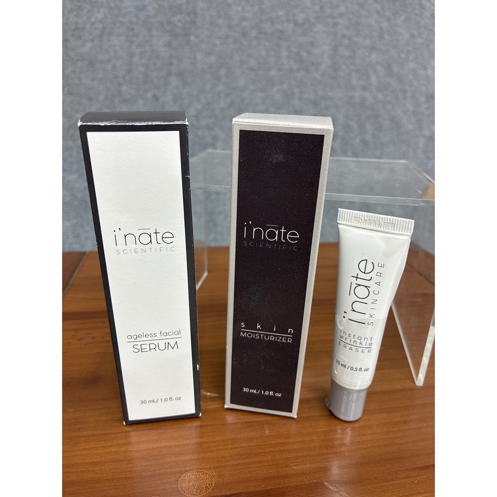 Inate Scientific Skincare Set Ageless Serum Moisturizer Instant Wrinkle Eraser